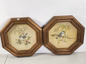 lot 182 image: Pair of Octagonal Framed Birds