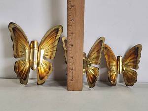lot 191 image: Butterfly Wall Decor Set 3 Pieces Gold Tone