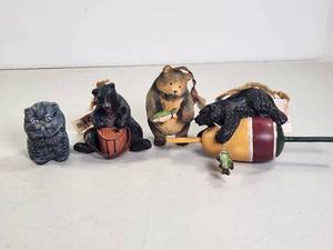 lot 198 image: Animal Figurine Ornaments Lot Bear Cat Fish