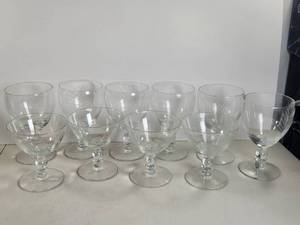 lot 213 image: Set of Glass Stemware Goblets with Etched Wheat Design