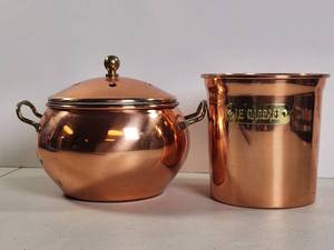 lot 242 image: Pair of Cooper Pieces Garbage Tin and Incense Pot