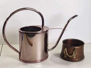 lot 243 image: Watering Can and Decorative Planter Set 2-Piece
