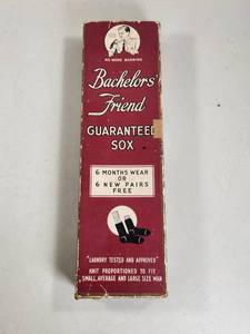 lot 255 image: Bachelors Friend Guaranteed Socks Box with Sock Darning Tool