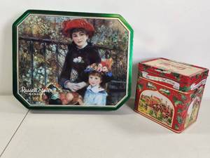 lot 271 image: Pair of Tins Russell Stover Candies Tin Two Sisters On The Terrace Renoir Art