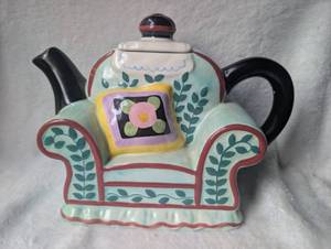 lot 507 image: Mary Engelbreit Enesco Decorative Chair Teapot (with dog on backside)