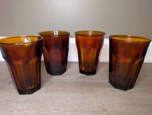 lot 1004 image: Tiara Amber Glass Tumblers - 4 ct