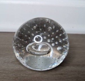 lot 1009 image: Clear Glass Paperweight with Internal Bubble Inclusions