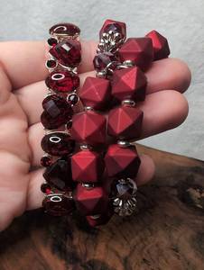 lot 3205 image: Red Beaded Bracelets with Faceted and Metallic Accents - 3 ct