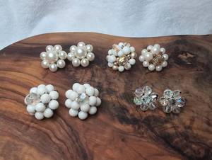 lot 3305 image: Clip On Beaded Cluster Earrings - 4 ct
