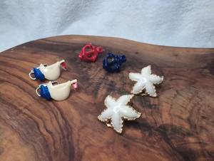 lot 3314 image: Lot of 3 Nautical Earrings Red Blue White Starfish Sailboat