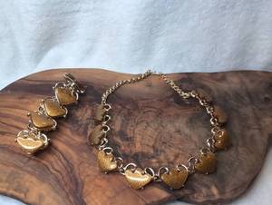 lot 3400 image: Heart Bracelet with Gold and Silver Tone Chain