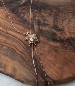 lot 3403 image: Turtle Pendant Lariat Necklace with Double Chain