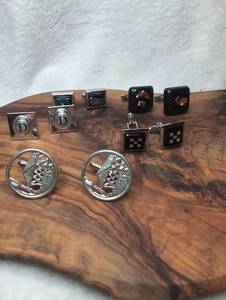 lot 3509 image: Cufflinks Lot 5 Pairs Pieces D Monogram Black Stones