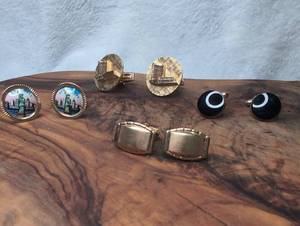 lot 3510 image: Cufflinks Lot New York Statue Liberty Building Black Enamel - 4 Pairs