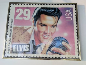 lot 1004 image: Large Elvis Presley 29� USA Postage Stamp Rock &amp Roll Singer 20x16 in