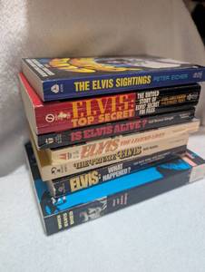 lot 2804 image: Elvis Presley Paperback Books Lot 7 Titles Including The Elvis Sightings, Is Elvis Alive, Elvis What Happened and more