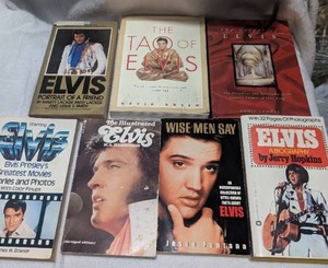 lot 2805 image: Elvis Presley Paperback Books Lot of 7 Titles Including Biography, Wise Men Say, The Tao of Elvis and more&nbsp