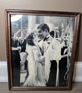lot 2902 image: Framed Black and White Photograph Scene from Chained 1934 - Joan Crawford and Clark Gable