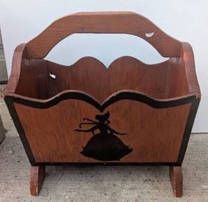 lot 2912 image: Wood Magazine Rack Caddy with Silhouette Design - Double Sided&nbsp