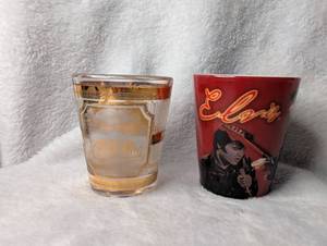 lot 4020 image: Elvis Presley Shot Glasses Gold, Decorative Red - 2 ct