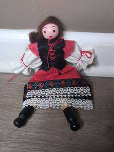 lot 4500 image: Handmade Cloth Doll with Embroidered Folk Costume