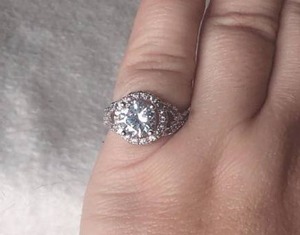 lot 6100 image: Costume Crystal Halo Engagement Ring&nbsp