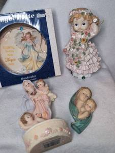 lot 6801 image: Angel Plate Handcrafted Figurines Lot 4 Pieces