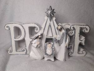 lot 6804 image: Wooden PEACE Nativity Decorative Figurine&nbsp