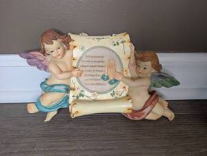 lot 6807 image: Decorative Cherub Figurine with Serenity Prayer Plaque&nbsp