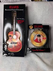lot 7004 image: Elvis Illuminated Musical Ornament Lot - Jailhouse Rock & Love Me Tender 75th Anniversary