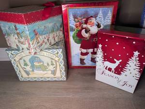lot 7010 image: Holiday Gift Boxes Christmas Boxes Santa Reindeer Snowman