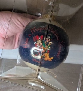 lot 7015 image: Disney Magical Holiday Ornament Glass Ball - Mickey and Minnie Mouse