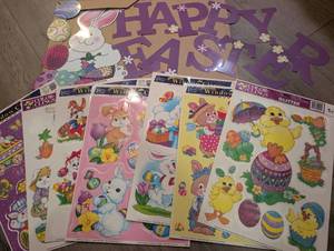 lot 7030 image: Easter Decorations Window Clings Stickers  Garage Magnets
