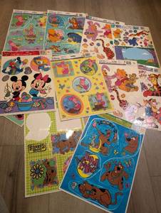 lot 7031 image: Disney Character Static Cling Window Decorations Lot 10 Sheets Winnie Pooh Mickey Mouse Scooby-Doo