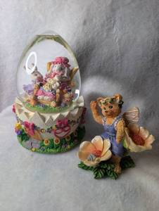 lot 7032 image: Decorative Easter Egg Snow Globe  Fairy Bear Figure