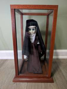 lot 2500 image: Doll in Religious Habit with Glass Display Case