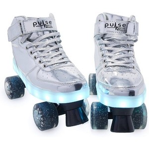 lot 1506 image: $80 Chicago Skates Pulse Kids Roller Skates - Silver (7)