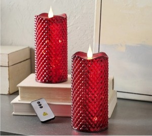 lot 1527 image: Set of 2 (8) Lit Diamond Design Candles w Remote by Valerie