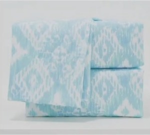 lot 1558 image: Home Reflections Microfiber Printed Ikat Sheet Set Soft Blue, Twin