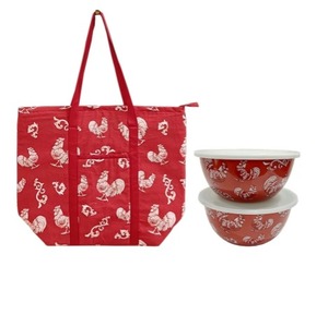 lot 1561 image: Temp-tations Insulated Tote with 3-qt & 4-qt Stainless Bowls SUNFLOWER