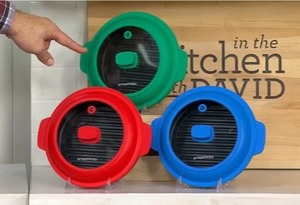 lot 1572 image: Prepology 9 Microwave Grill Pan w Silicone & Glass Lid, BLACK