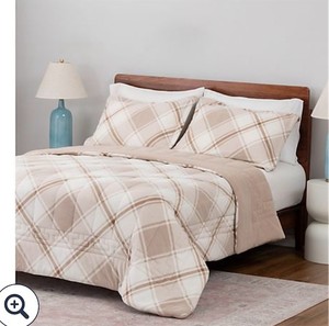 lot 1588 image: CHARCOAL Berkshire Polarfleece Diamond Plaid Comforter & Sham Set-King