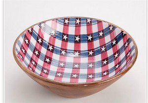 lot 1613 image: Thirstystone 11.5 Mango Wood Enamel Serving Bowl