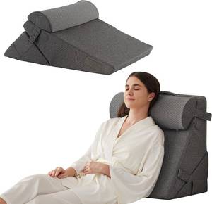 lot 1634 image: Bedluxe 3Pcs Orthopedic Wedge Pillow Set - Foam, 9&12 In