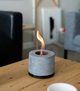 lot 1644 image: $100 FLIKR Fire Outdoor Tabletop Fireplace with Base - GrayWhite Base