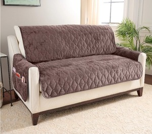 lot 1655 image: Home Reflections Micromink Pin-Sonic Loveseat Cover, BURGUNDY