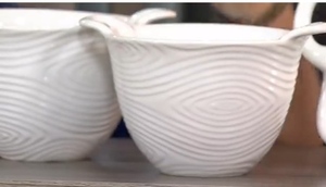 lot 1659 image: 2 Piece Temp-tations 20oz Woodland Bowl Set, White