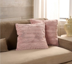 lot 1668 image: Hotel du Cobb 20 Faux Fur Pillows 2-Pack by Dennis Basso, Blush Pink