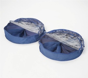 lot 1670 image: Set of 2 Shoe-Go-Round Pinwheel 12 Pocket Organizer, GREY Chevron