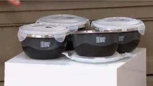 lot 1678 image: Chef Robert Irvine Set of (4) Microwave-Safe Stainless Bowls